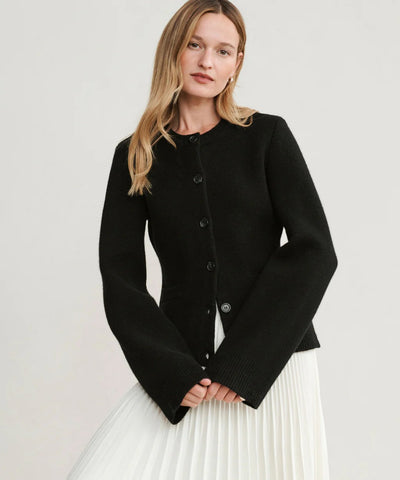 Margery™ | Elegant wool cardigan with button placket