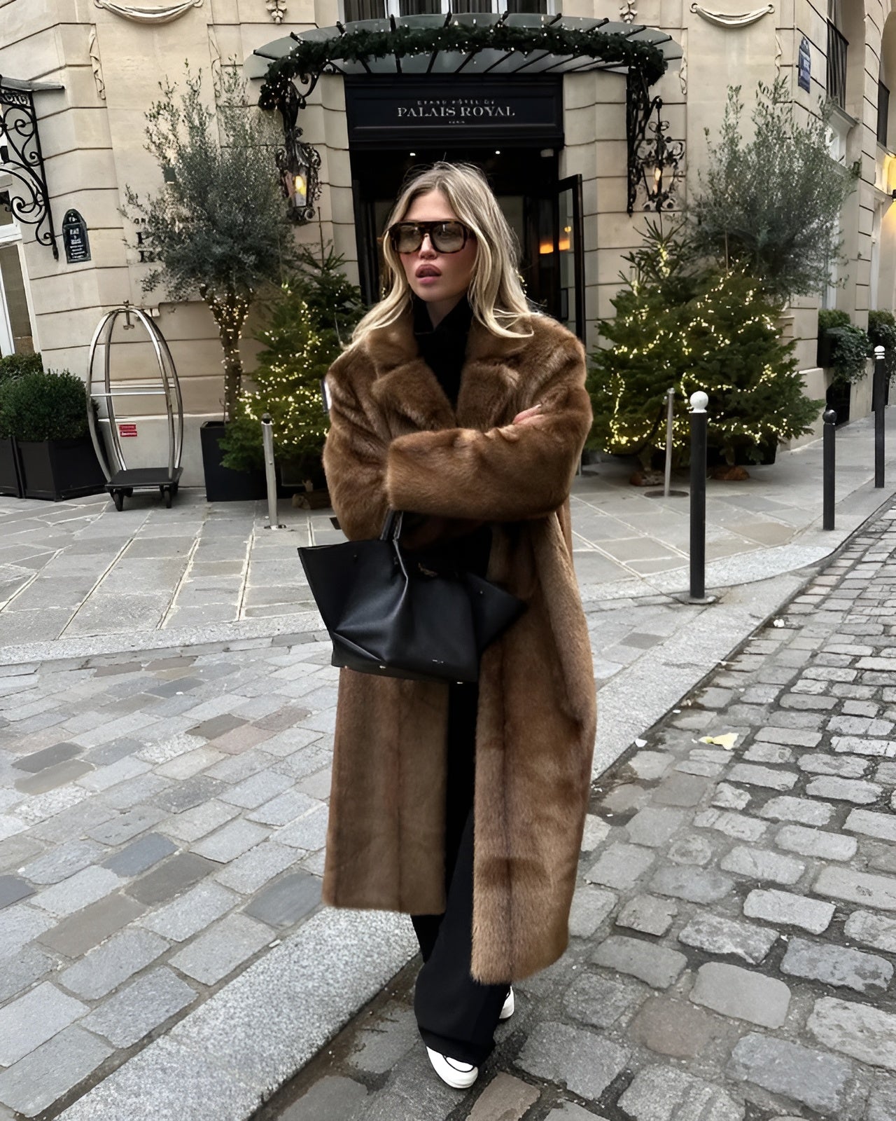 Faux Fur Long Overcoat