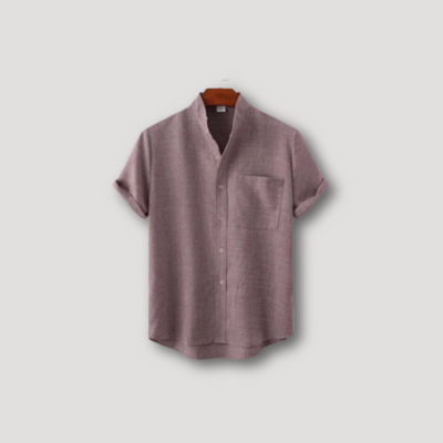 NORO | Short Sleeve Stand Collar Linen Shirt for Man